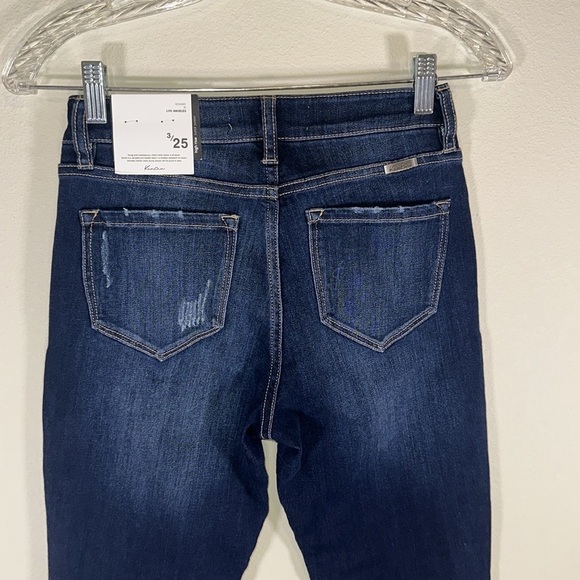 KanCan Dark Wash Distressed High Rise Skinny Jeans Women Size 25 NWT Casual - Picture 4 of 8